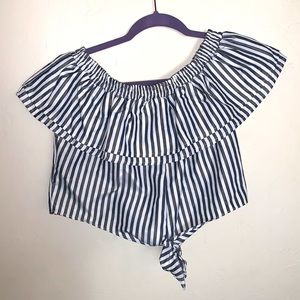 Off shoulder striped top